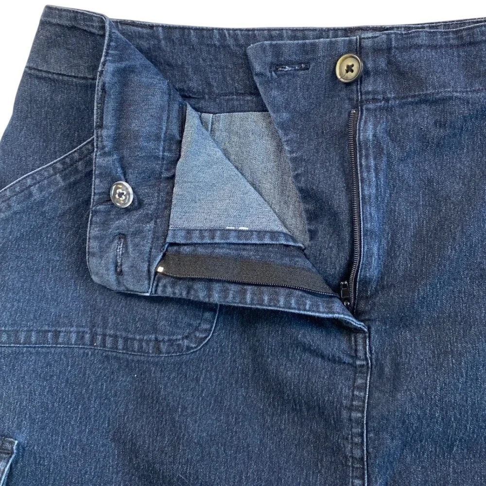 Chaus Womens Denim Jean Skirt Dark Wash Cargo Pocket Stretch Mini Skirt Size 10 - Picture 4 of 10